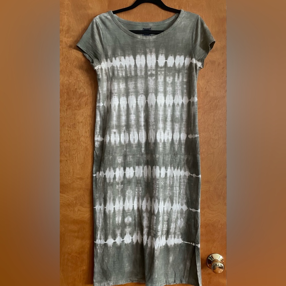 GAP Olive and White Tie-Dye Maxi Dress